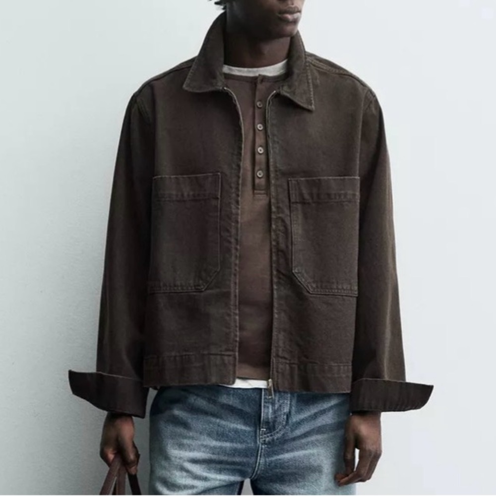 Zara structured pocket jacket in Brown //Casual Jacket size M NwT